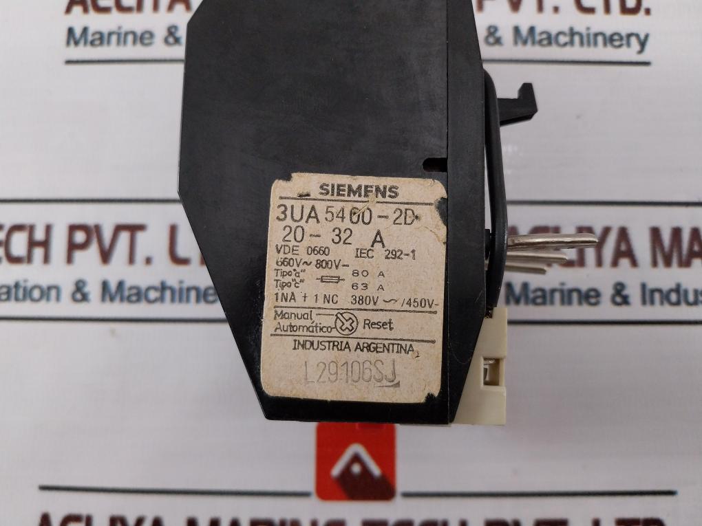 Siemens 3Ua5400-2D Overload Relay 20-32A