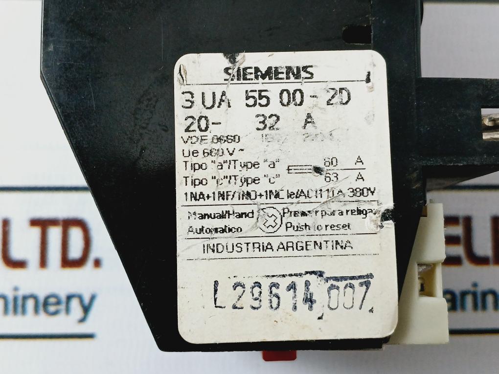 Siemens 3 Ua 55 00-2D Thermal Overload Relay 690V