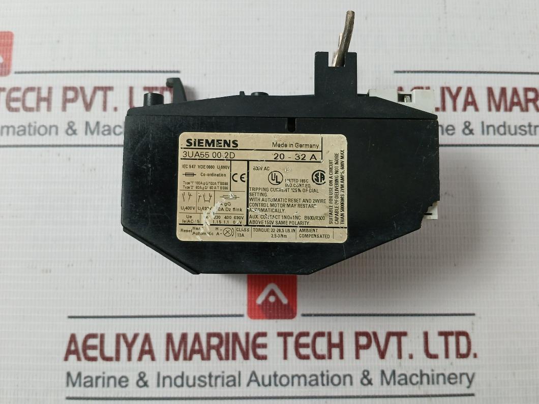 Siemens 3Ua55 00-2D Thermal Overload Relay 690V 400V, 600Vac 20-32A 2,5-3Nm