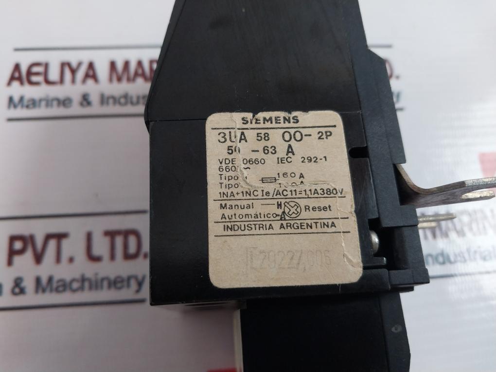 Siemens 3Ua58 00-2P Thermal Overload Relay 660V~ 50 – 60 A