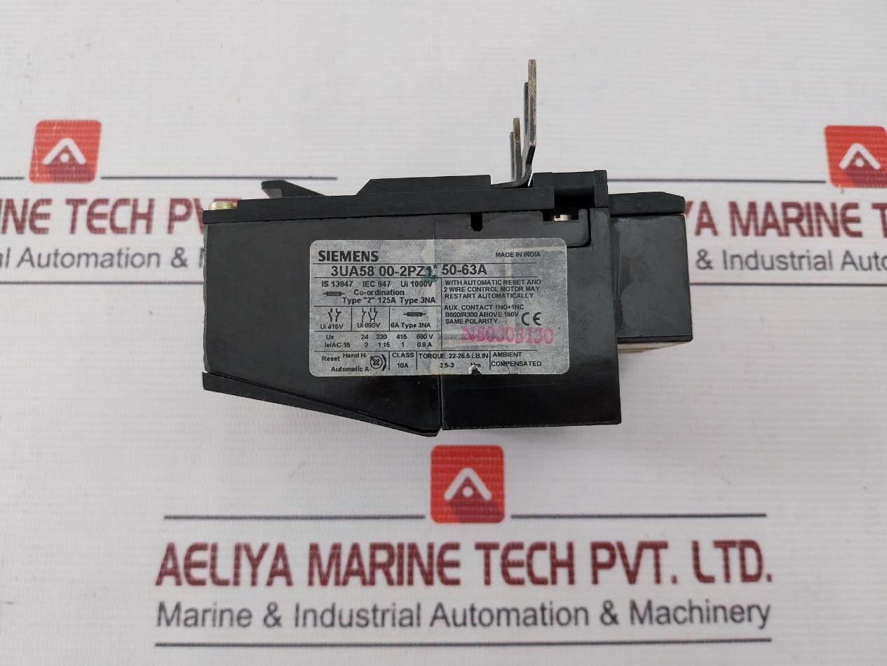 Siemens 3Ua5800-2Pz1 Thermal Overload Relay 1000Vac 10A 690V