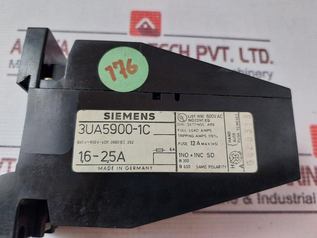 Siemens 3Ua5900-1C Overload Relay 660V ~ 800V 1,6-2,5A