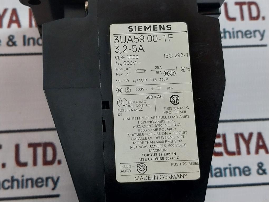Siemens 3Ua5900-1F Overload Relay