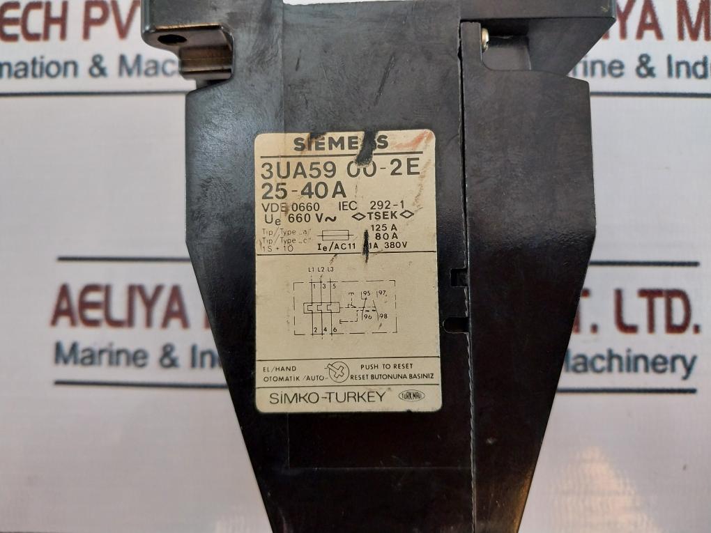 Siemens 3Ua59 00-2E Overload Relay Motor Control 660V~