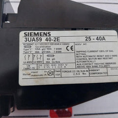 Siemens 3Ua59 40-2E Overload Relay 25-40A 3Zx1012-0Ua51-1Aa1