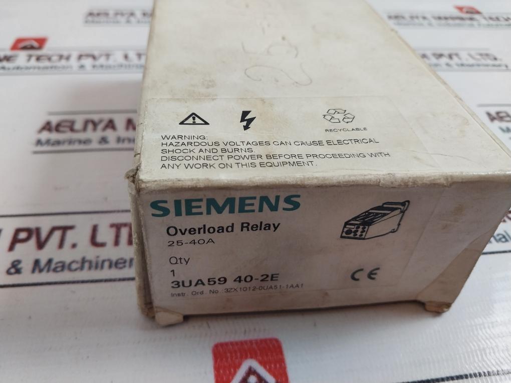 Siemens 3Ua59 40-2E Overload Relay 25-40A 3Zx1012-0Ua51-1Aa1