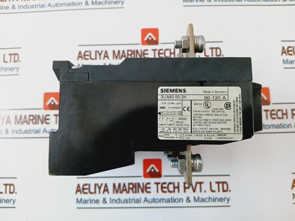 Siemens 3Ua60 00-3H Overload Relay 90-120A