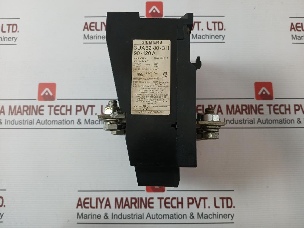 Siemens 3Ua62 00-3H Overload Relay Motor Control Ui 1000V 600V Ac M6-40