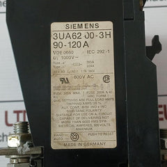 Siemens 3Ua62 00-3H Overload Relay Motor Control Ui 1000V 600V Ac M6-40