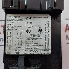 Siemens 3Ua7021-1A Overload Relay 600Vac