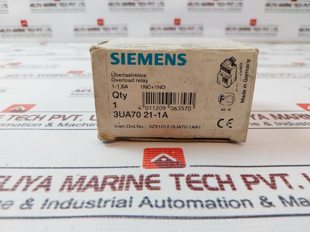 Siemens 3Ua7021-1A Overload Relay 600Vac