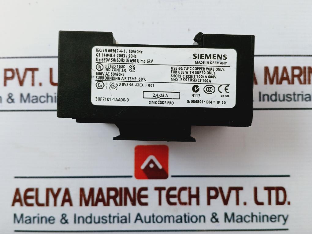 Siemens 3Uf7101-1Aa00-0 Current Measuring Module Ip20 2,4-25A 690V 50/60Hz