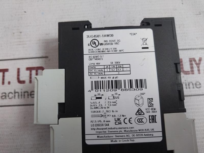 Siemens 3Ug4501-1Aw30 Sirius Analog Monitoring Relay Iec 60947-5-1 300V 4Kv