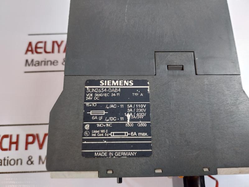 Siemens 3Un2634-0Ab4 Relay, 24Vdc, 1S+1O, 1No+1Nc Vde 0660/Iec 34-11