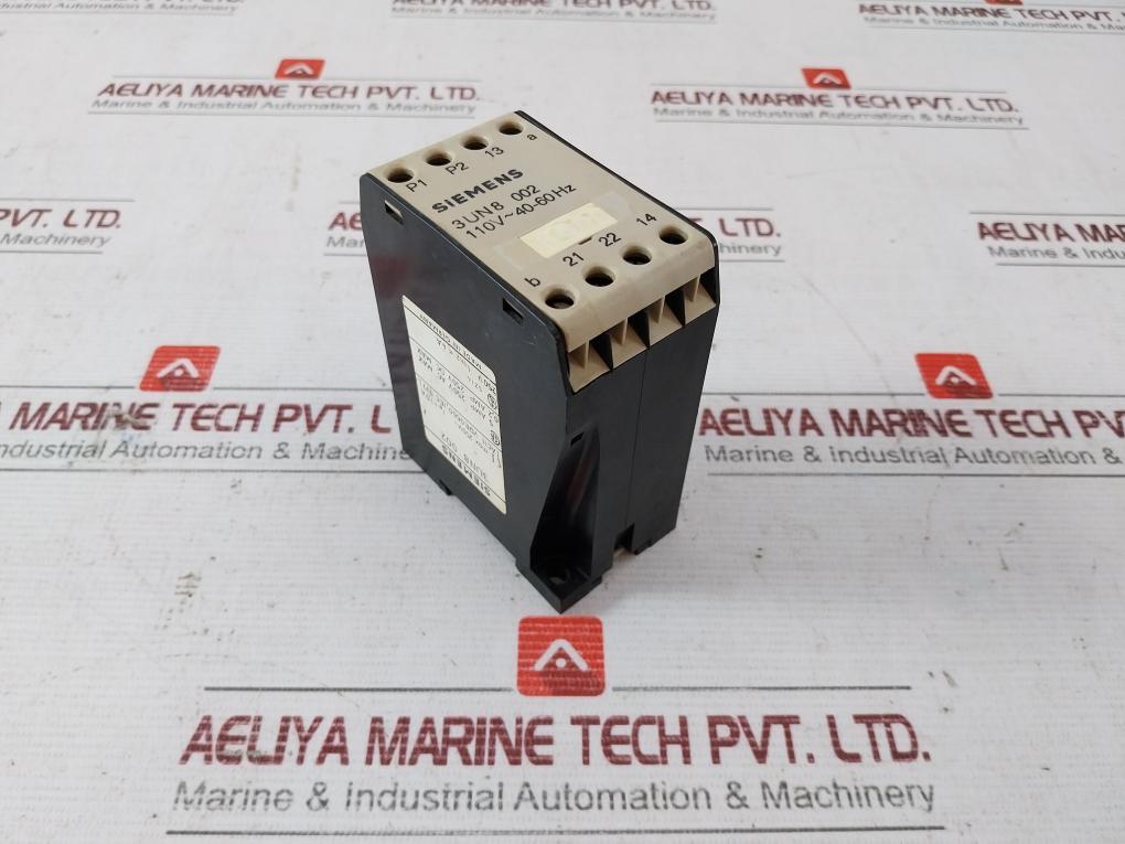 Siemens 3Un8 002 Thermal Motor Protection Unit 110V 40-60Hz 250V 0,2Amp 250Vdc
