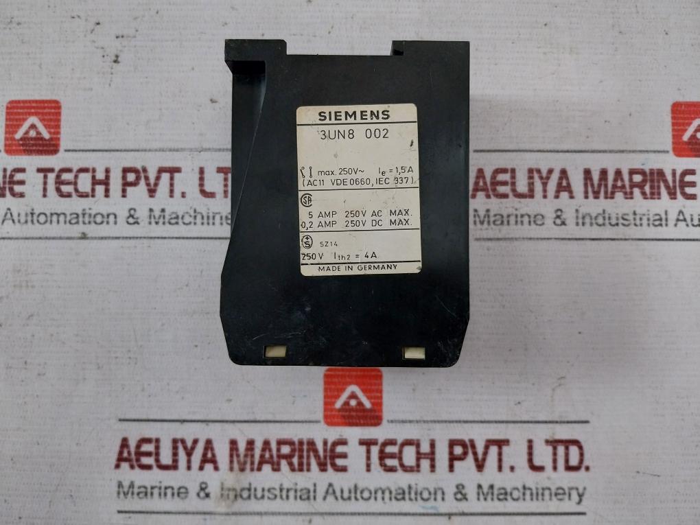 Siemens 3Un8 002 Thermal Motor Protection Unit 110V 40-60Hz 250V 0,2Amp 250Vdc