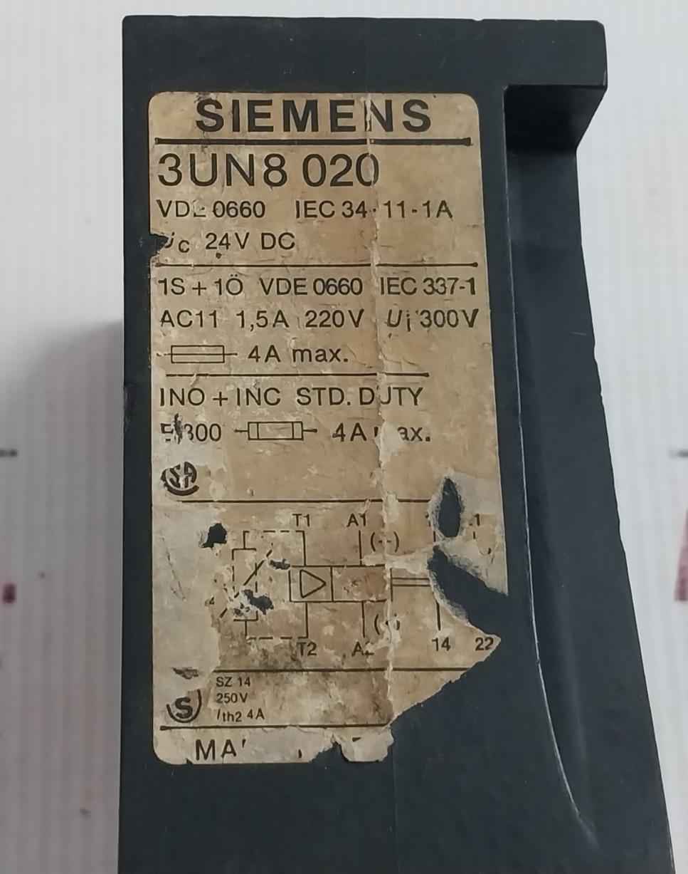 Siemens 3Un8 020 Contactor Control Relay 24V Dc 1,5A 220V