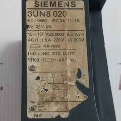 Siemens 3Un8 020 Contactor Control Relay 24V Dc 1,5A 220V