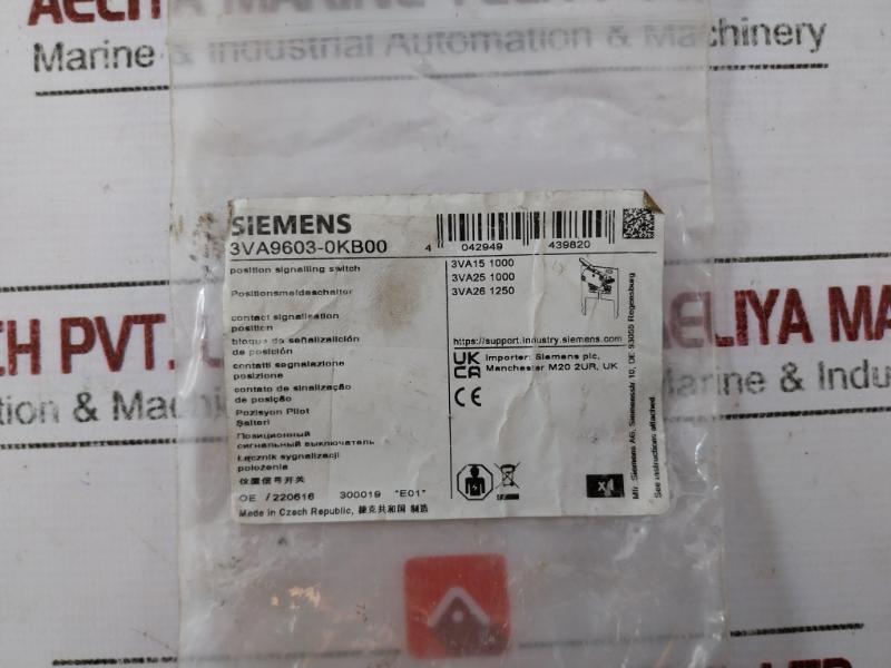 Siemens 3Va9603-0Kp00 Position Signalling Switch Plug-in Socket 250V Ac 6A