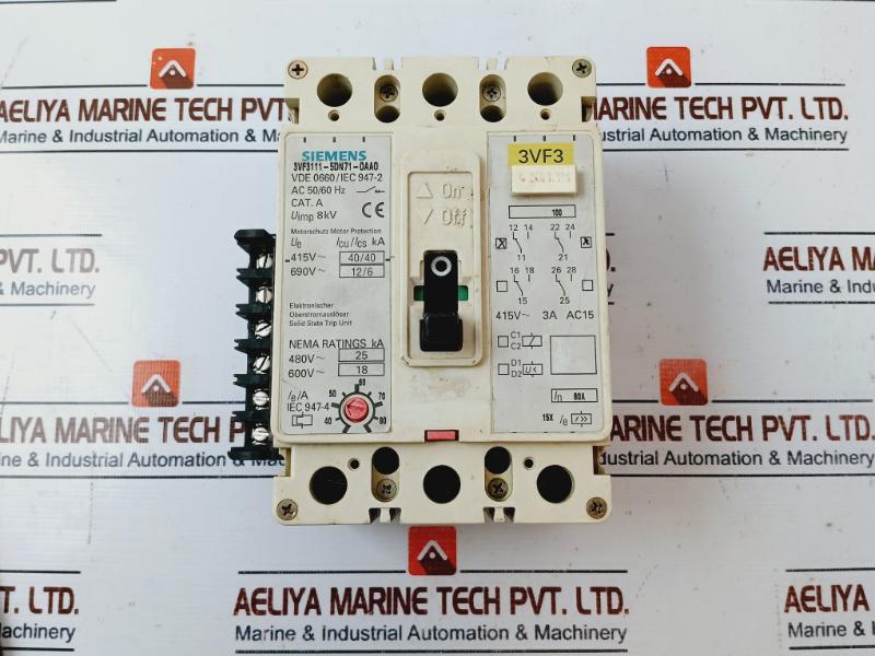 Siemens 3VF3111-5DN71-0AA0 Molded Case Circuit Breaker 3-Pole 80A 50/60HZ