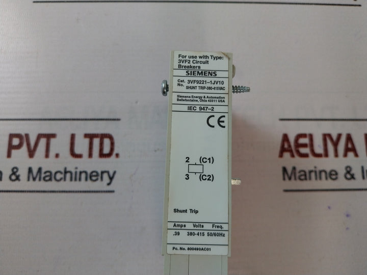 Siemens 3Vf9221-1Jv10 Auxiliary Switch/ Shunt Trip 50/60Hz 380-415 Ac