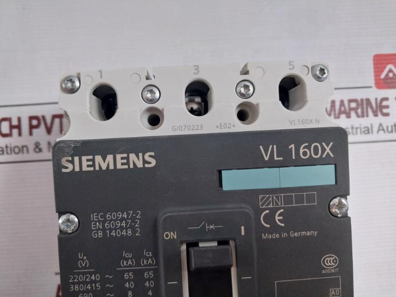 Siemens 3Vl1706-1Dd36-0Aa0 Sentron Vl Circuit Breaker 600A 50/60Hz Vl 160X