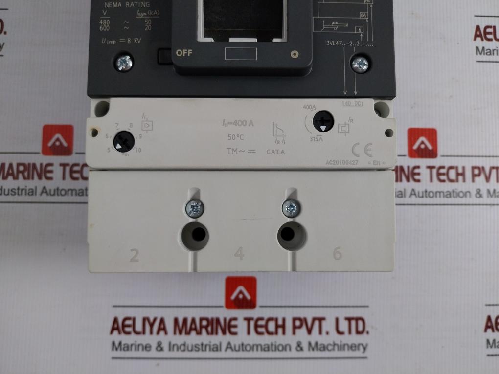 3Vl4740-2Dc36-0Aa0 Molded Case Circuit Breaker Siemens 415V 50/60 Hz