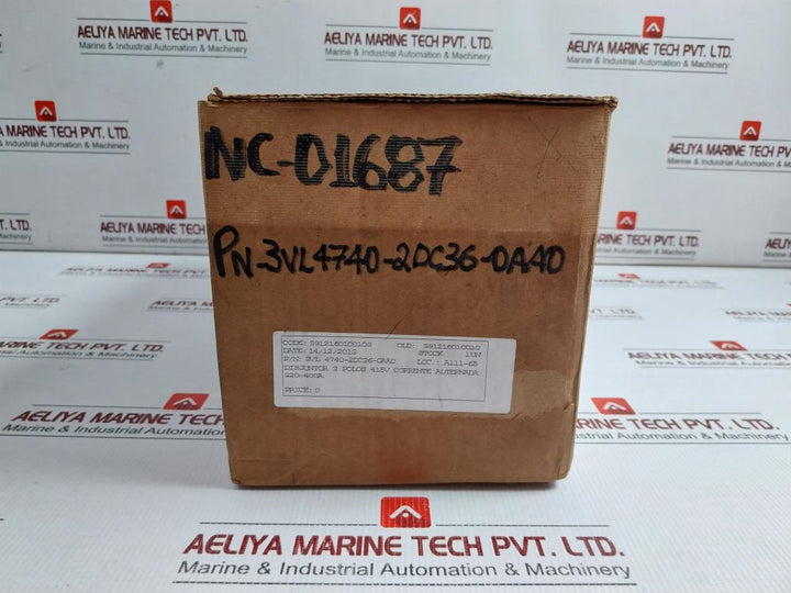 3Vl4740-2Dc36-0Aa0 Molded Case Circuit Breaker Siemens 415V 50/60 Hz