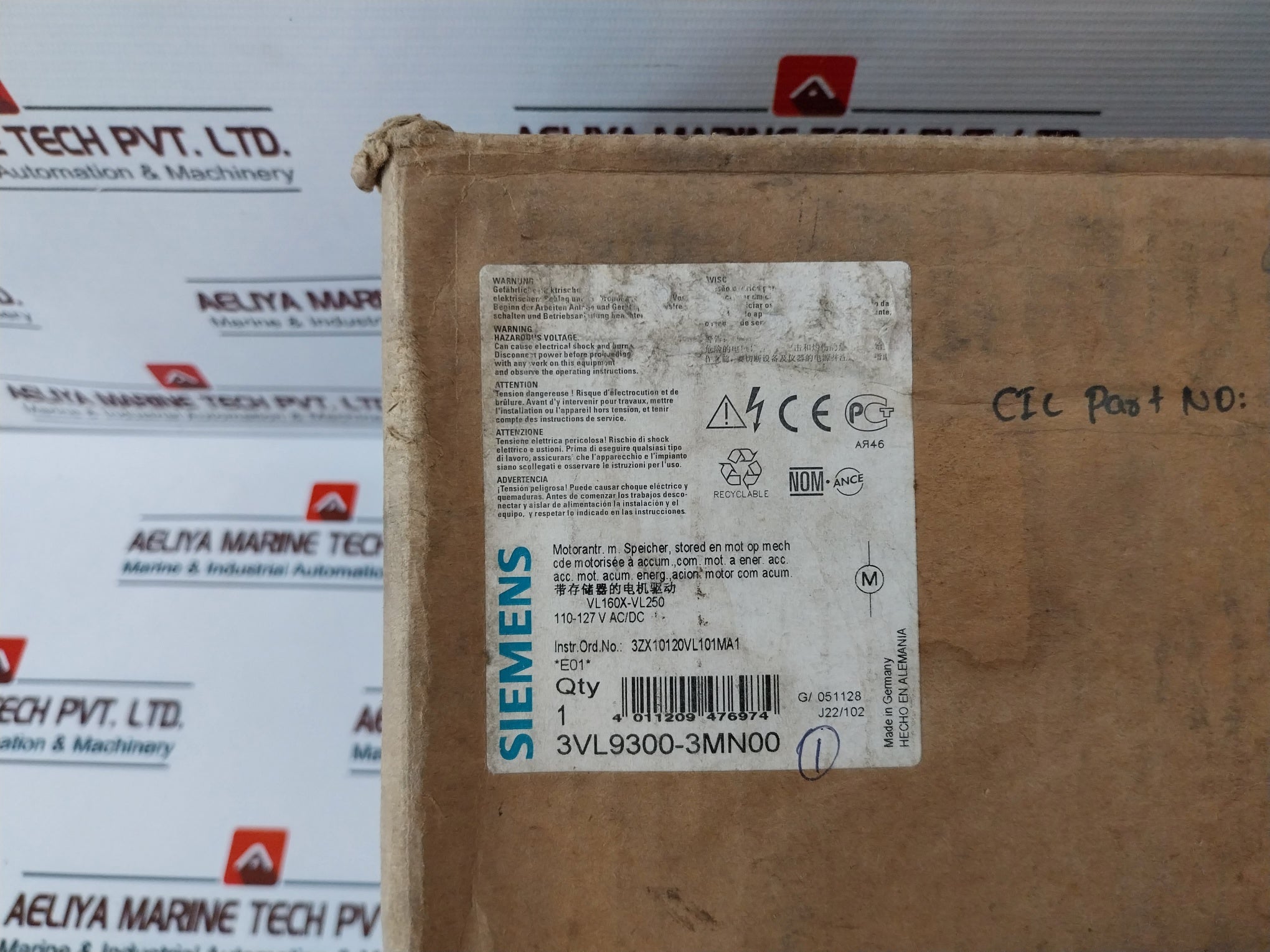 Siemens 3Vl9300-3Mn00 Molded Case Circuit Breaker Vl160X-vl250