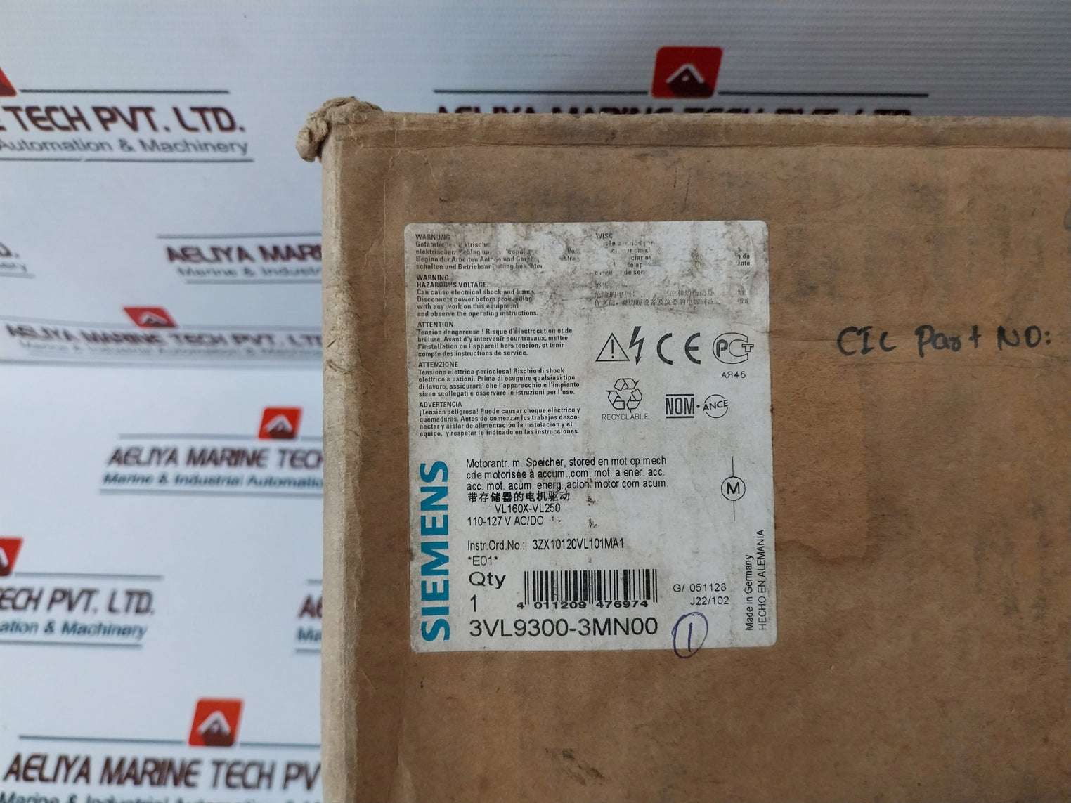Siemens 3Vl9300-3Mn00 Molded Case Circuit Breaker Vl160X-vl250