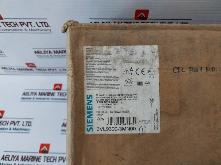 Siemens 3Vl9300-3Mn00 Motor Drive 110-127V Ac/Dc