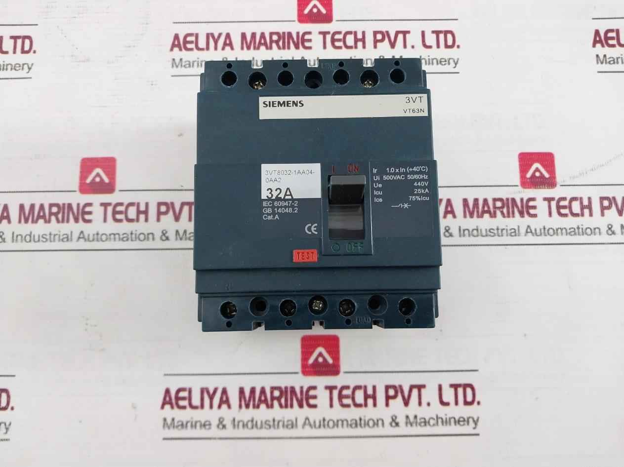 Siemens 3Vt8032-1Aa04-0Aa2 Molded Case Circuit Breaker 50/60Hz 4 Pole 500Vac