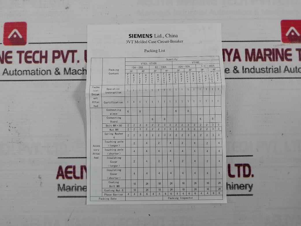 Siemens 3Vt8032-1Aa04-2Ga2 Molded Case Circuit Breaker 4 Pole 25Ka Vt63N 75% Icu