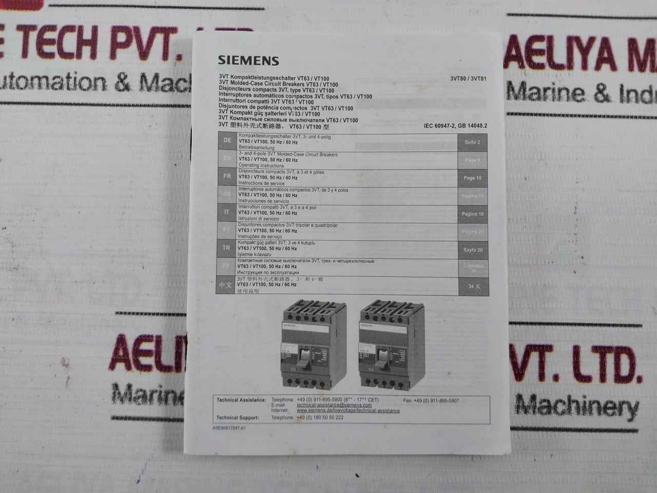 Siemens 3Vt8032-1Aa04-2Ga2 Molded Case Circuit Breaker 4 Pole 25Ka Vt63N 75% Icu
