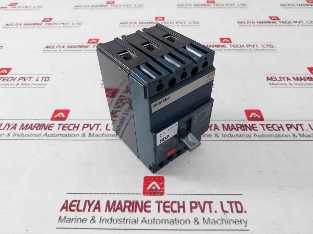 Siemens 3Vt8108-2Aa03-0Aa2 3 Pole Molded Case Circuit Breaker 500Vac 50/60Hz