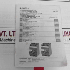 Siemens 3Vt8110-1Aa04-2Ga2 3Vt Molded-case Circuit Breaker Vt100 500 Vac 100A