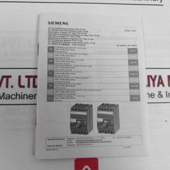Siemens 3Vt8110-1Aa04-2Ga2 3Vt Molded-case Circuit Breaker Vt100 500 Vac 100A
