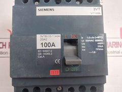 Siemens 3Vt8110-1Aa04-2Ga2 3Vt Molded-case Circuit Breaker Vt100 500 Vac 100A