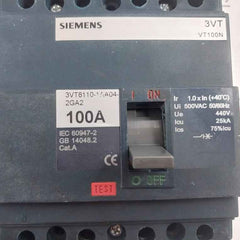 Siemens 3Vt8110-1Aa04-2Ga2 3Vt Molded-case Circuit Breaker Vt100 500 Vac 100A