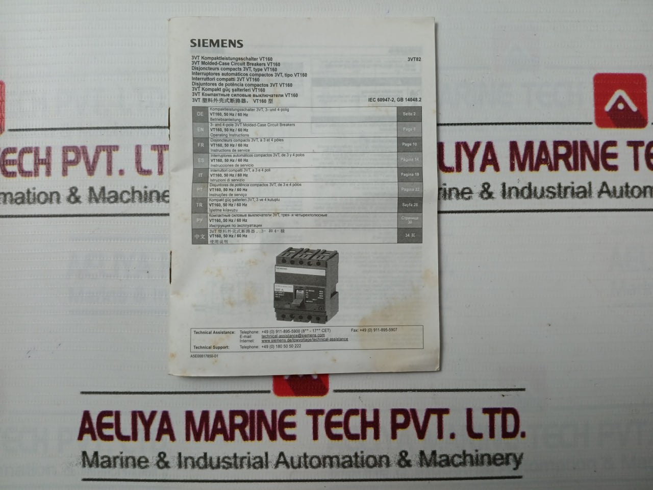 Siemens 3Vt8203-1Ba03-0Aa2 3-pole Molded Case Circuit-breaker 500Vac 50/60Hz