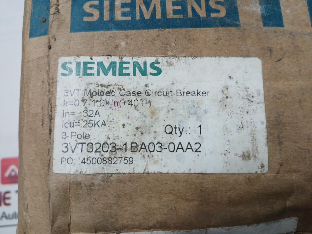 Siemens 3Vt8203-1Ba03-0Aa2 3-pole Molded Case Circuit-breaker 500Vac 50/60Hz