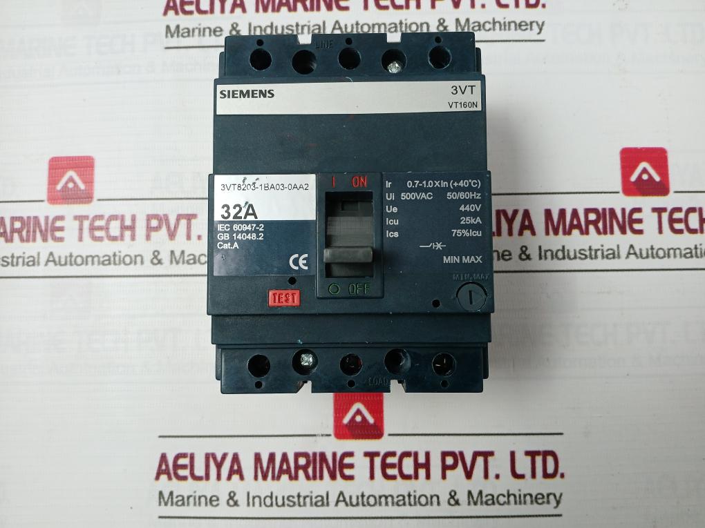 Siemens 3Vt8203-1Ba03-0Aa2 3-pole Molded Case Circuit-breaker 500Vac 50/60Hz