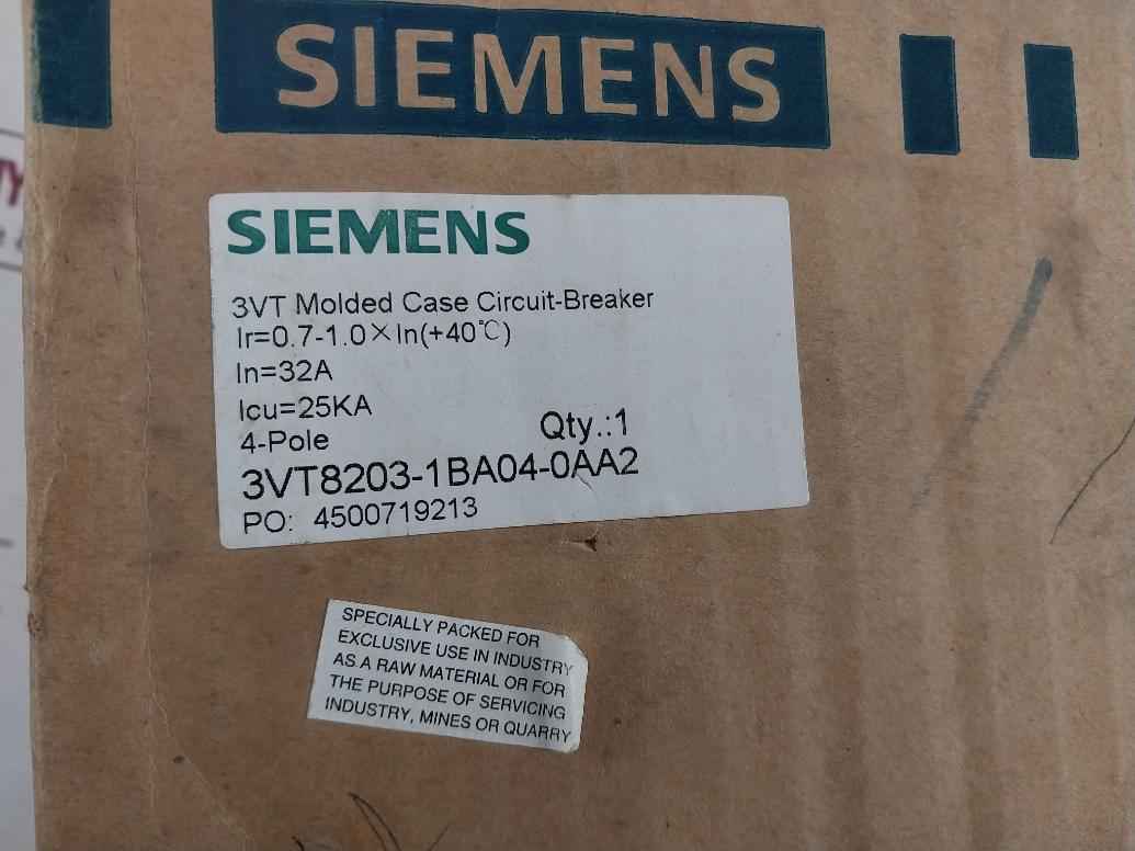 Siemens 3Vt8203-1Ba04-0Aa2 Molded Case Circuit Breaker 500Vac 50/60Hz 4 Pole