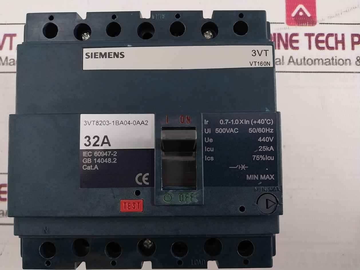 Siemens 3Vt8203-1Ba04-0Aa2 Molded Case Circuit Breaker 500Vac 50/60Hz 4 Pole