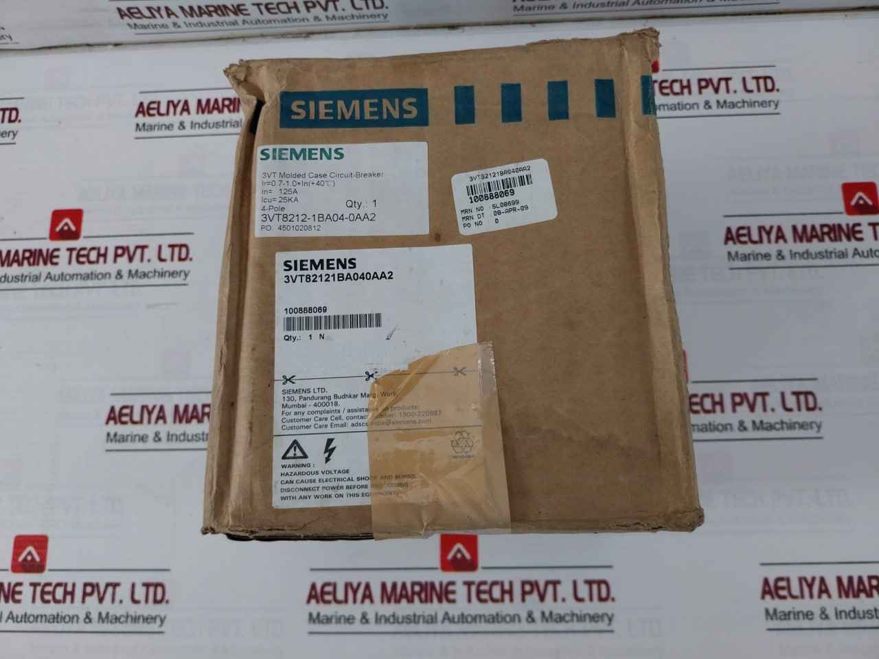 Siemens 3Vt8212-1Ba04-0Aa2 4 Pole Molded Case Circuit Breaker Vt160N 125A