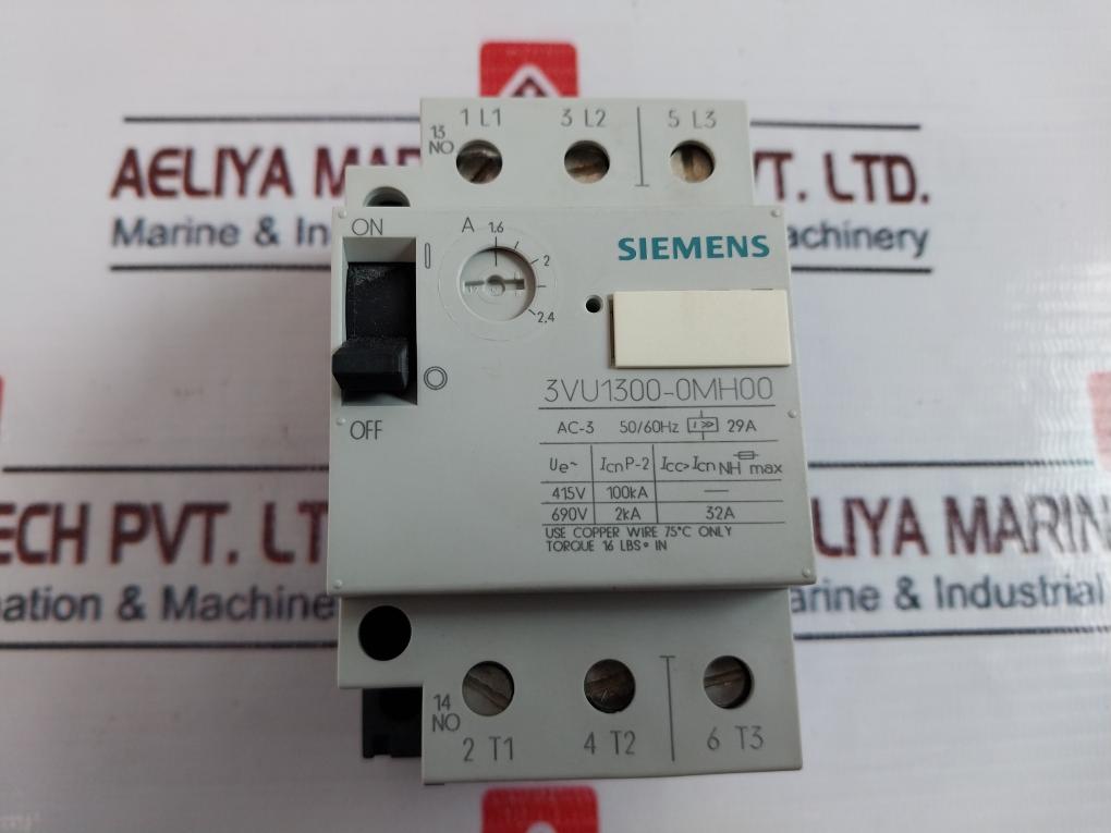 Siemens 3Vu1300-0Mh00 Circuit Breaker 1.6-2.4A