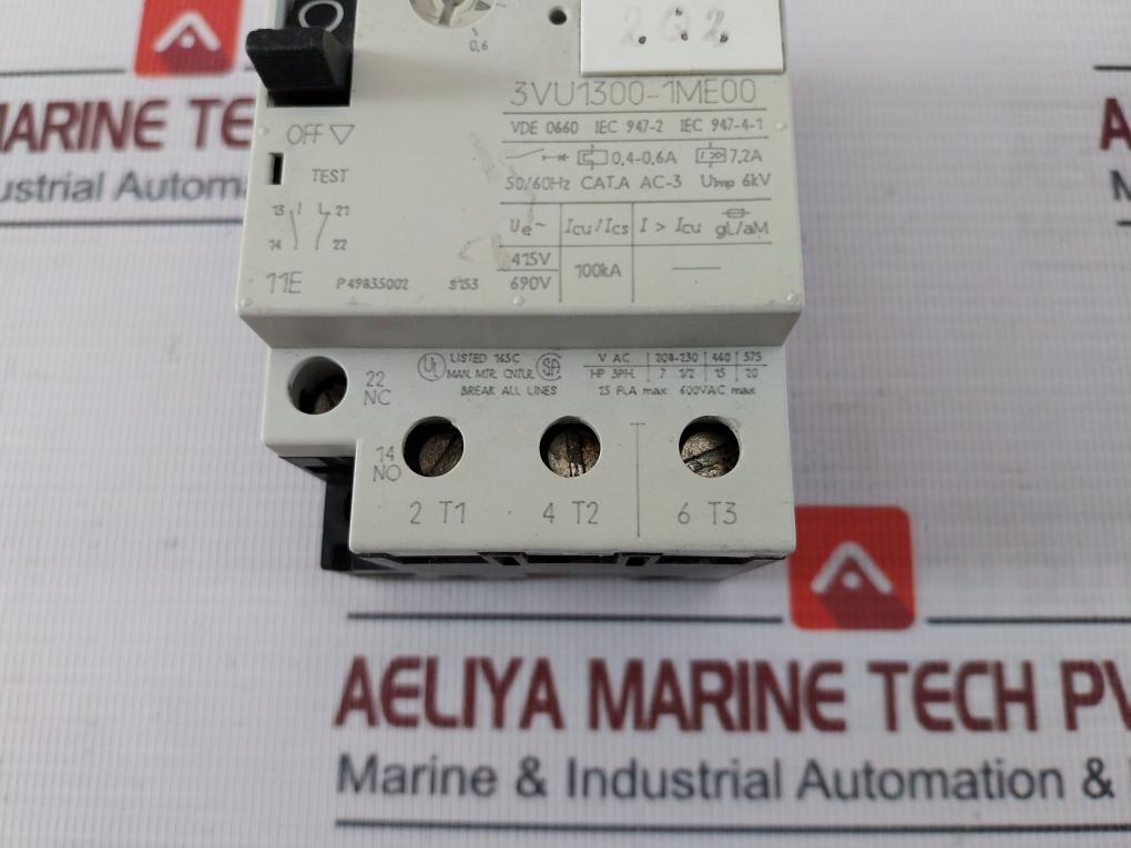 Siemens 3Vu1300-1Me00 Circuit-breaker 600 Vac 50/60 Hz Vde 0660 6 Kv
