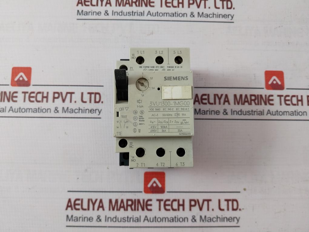 Siemens 3Vu1300-1Mg00 Circuit Breaker Ac-3 50/60Hz I: 19A G/9250A111
