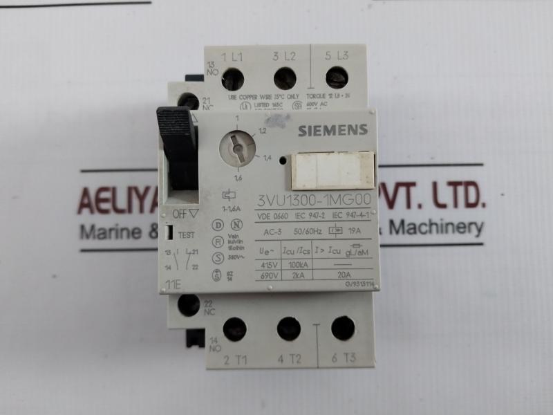Siemens 3Vu1300-1Mg00 Circuit Breaker For Motor Protection 1-1,6A Ac-3 50/60Hz