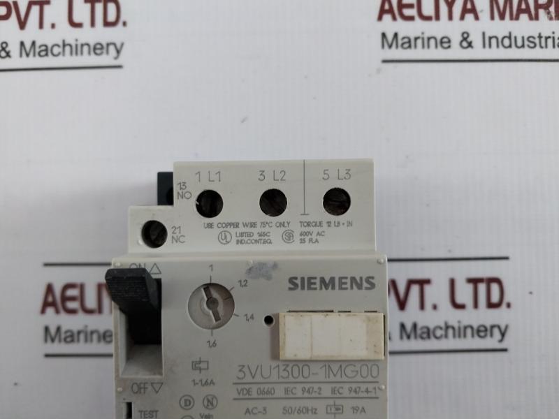 Siemens 3Vu1300-1Mg00 Circuit Breaker For Motor Protection 1-1,6A Ac-3 50/60Hz